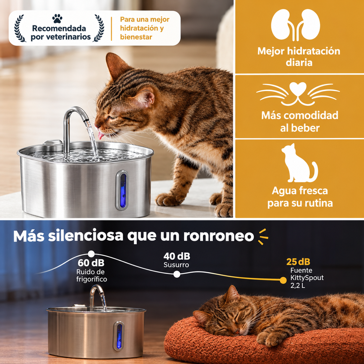 Freeying™ · Fuente de acero para gatos